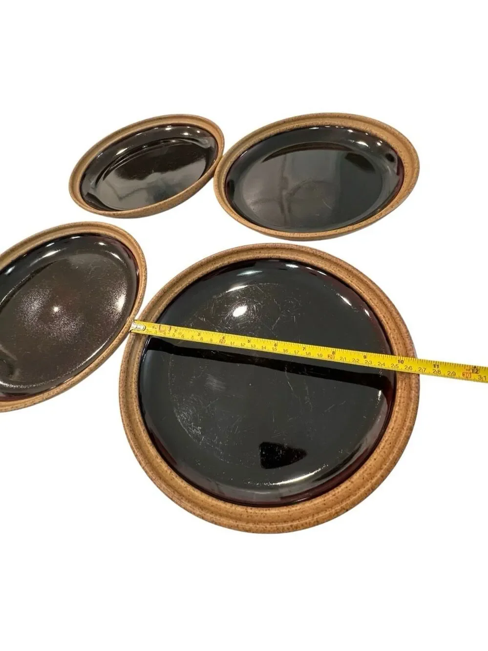 Set of 4 Mikasa Le Buffet Potter's Secret Japan Round Dinner Plates Brown